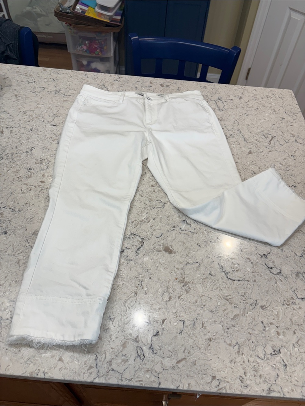 J. Jill White Cropped Straight-Leg Jeans